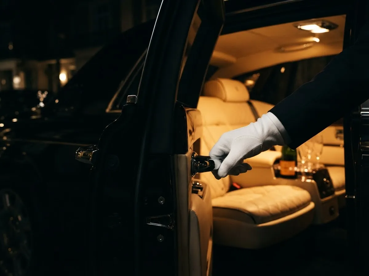 Chauffeur opening luxury car door